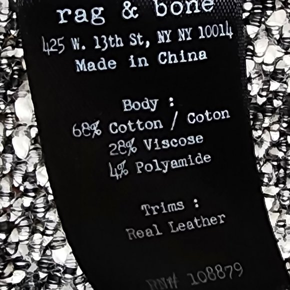 Rag & Bone tweed boucle leather trim moto jacket size M - Picture 13 of 13